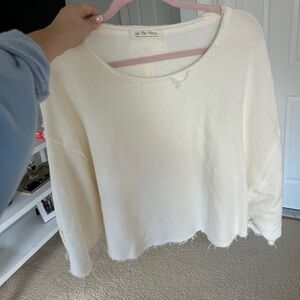 We The Free Ivory Textured Cropped Sweater